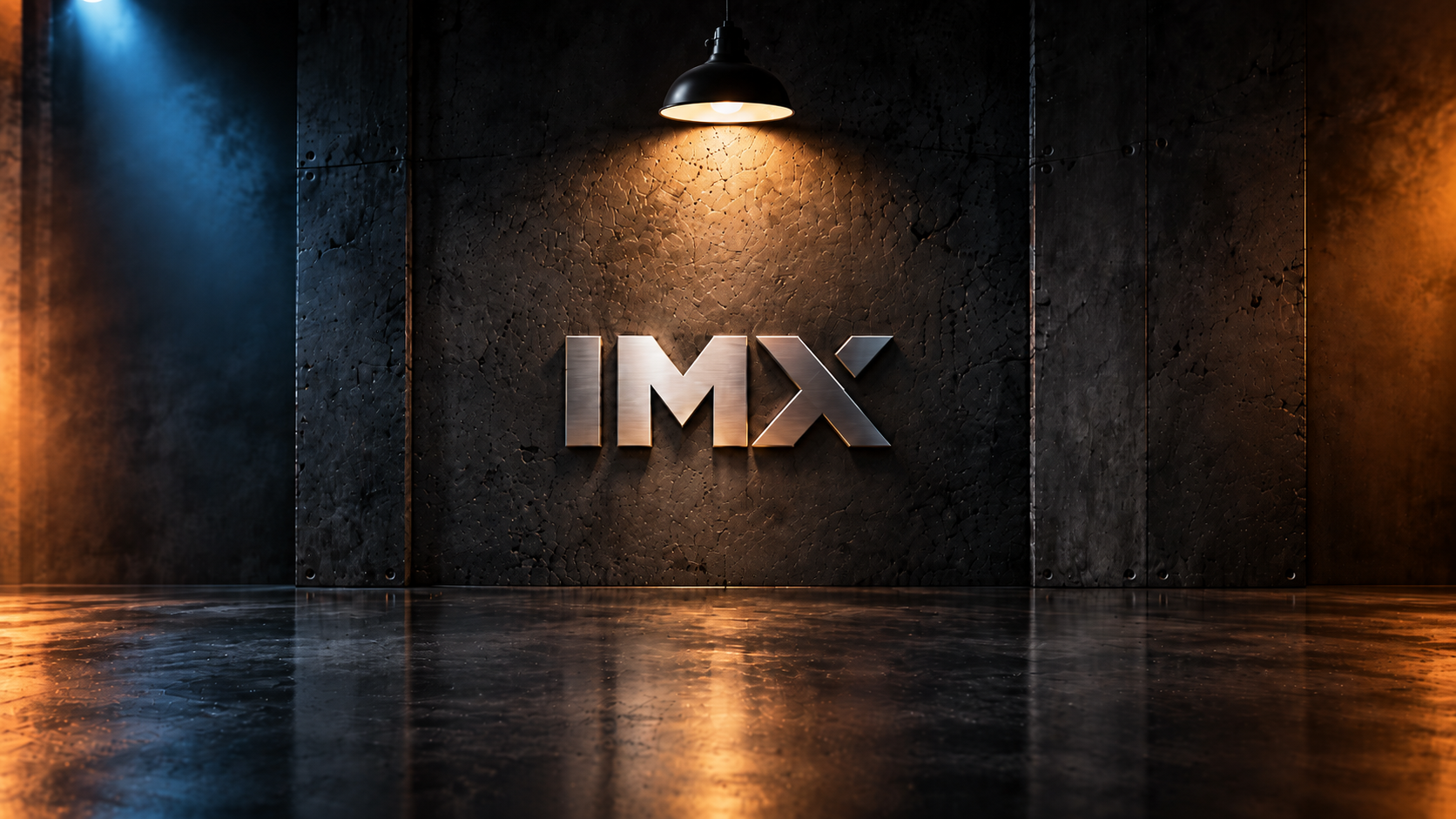 Logo IMX Creative Lab dans un espace industriel